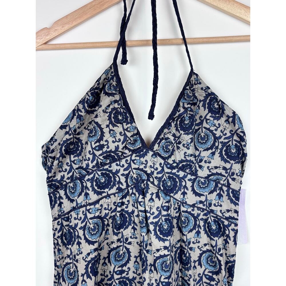 🌿 Mossimo Halter Maxi Dress | Medium | NWT | Navy Blue Floral Block Print